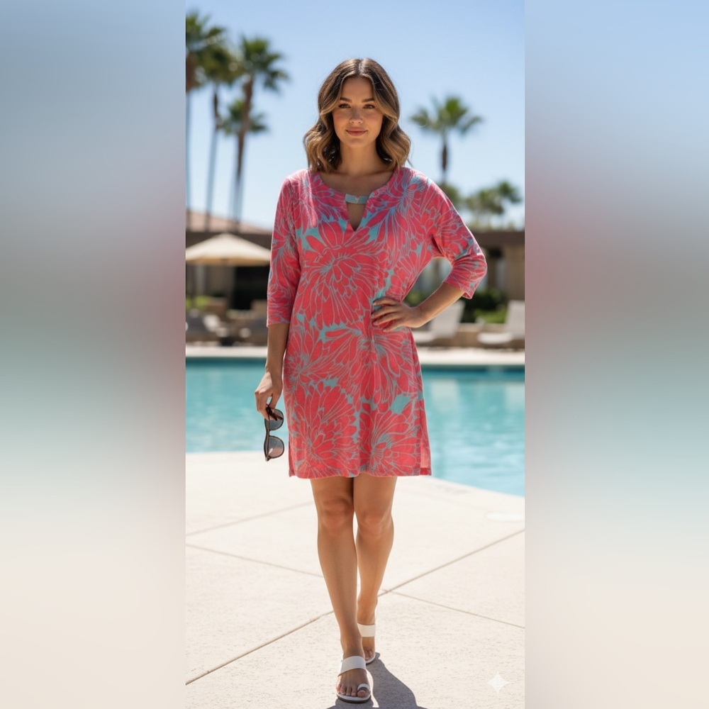 NWT Haley and the Hound Blue & Pink Floral Print Dress Size S